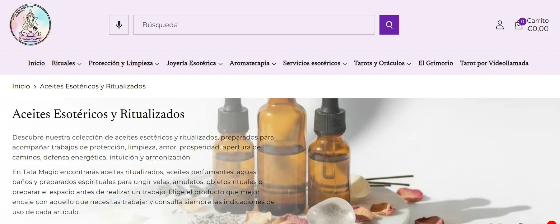 Estado anterior de la colección de aceites de Tata Magic